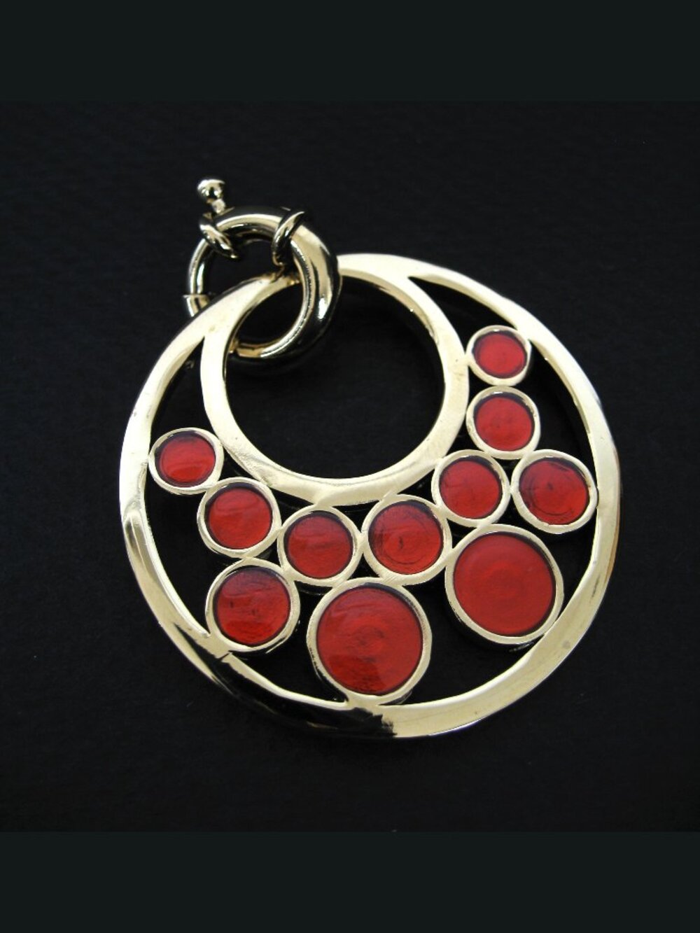 Dyrberg/Kern Idoya large red enamel and gold pendant